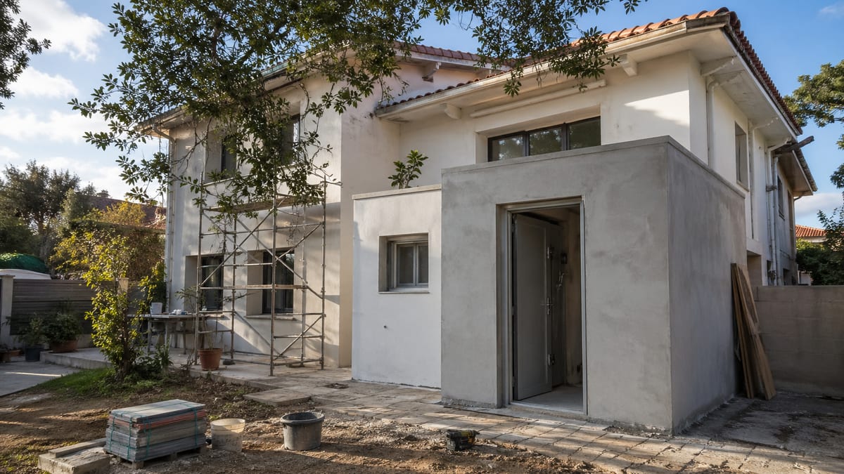 בית פרטי בתהליך שיפוץ עם תוספת ממ